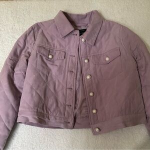 Haute Monde Purple Cropped Quilted Jacket